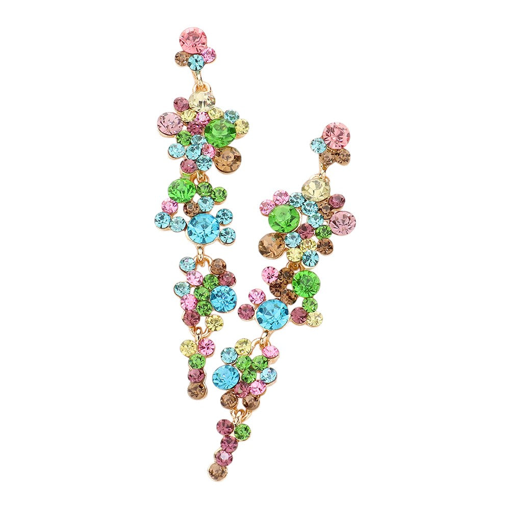 Women's Bubble Stone Cluster Dangle Evening Earrings