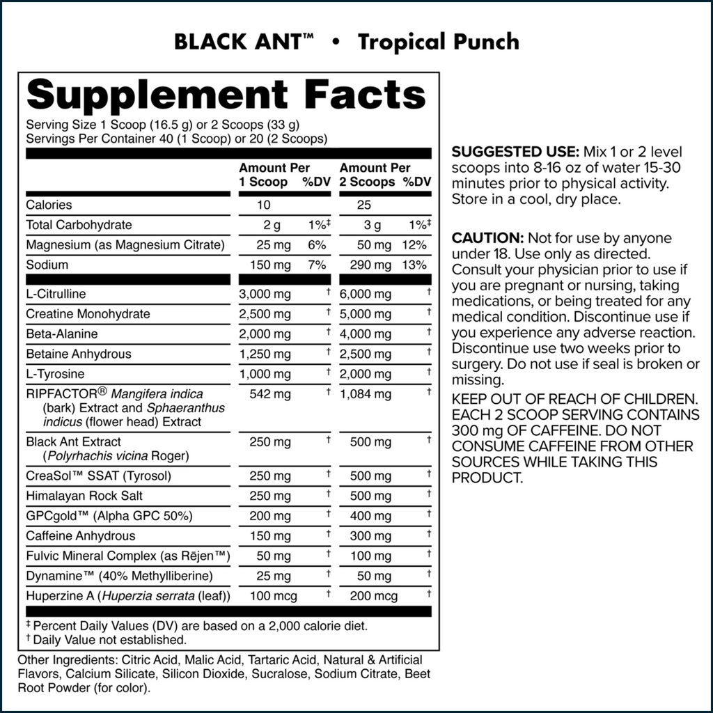 Bucked Up Black Ant Pre-workout, 40 Servings