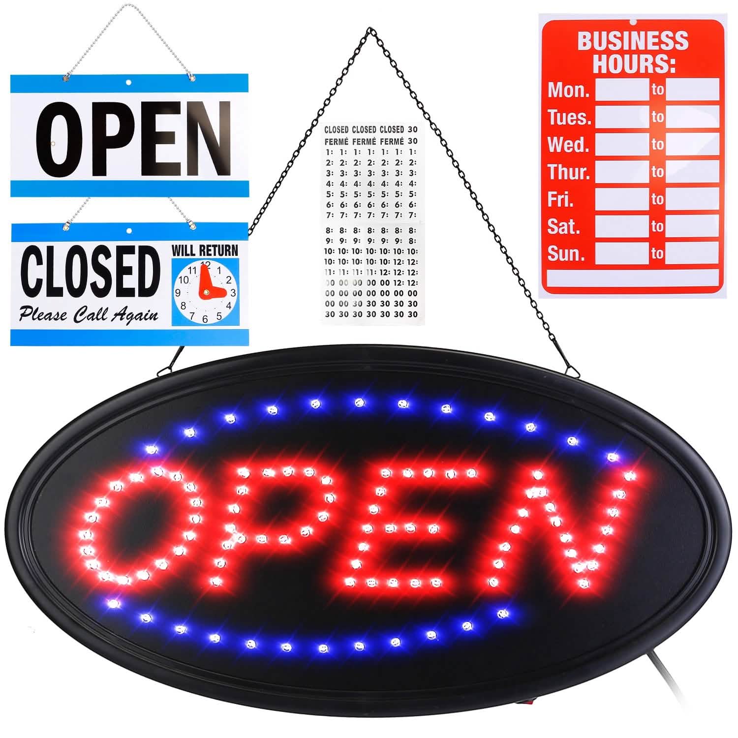 Business Neon Open Sign Advertisement Board with Steady Flashing Modes