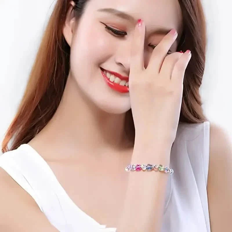Butterfly-Shaped Artificial Crystal Beaded Charm Bracelet