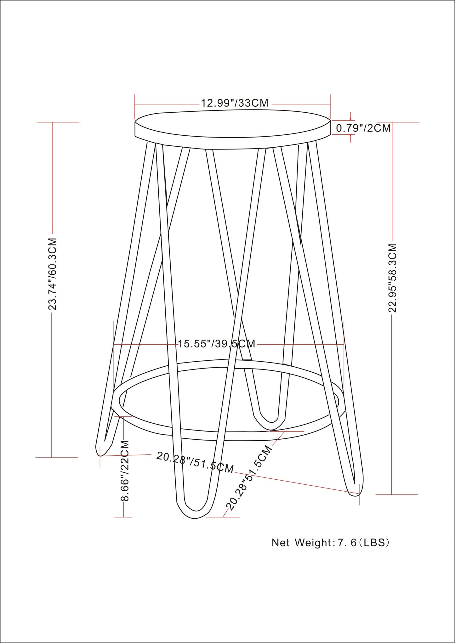 Simeon - 24" Metal Counter Height Stool with Wood Seat - Cocoa