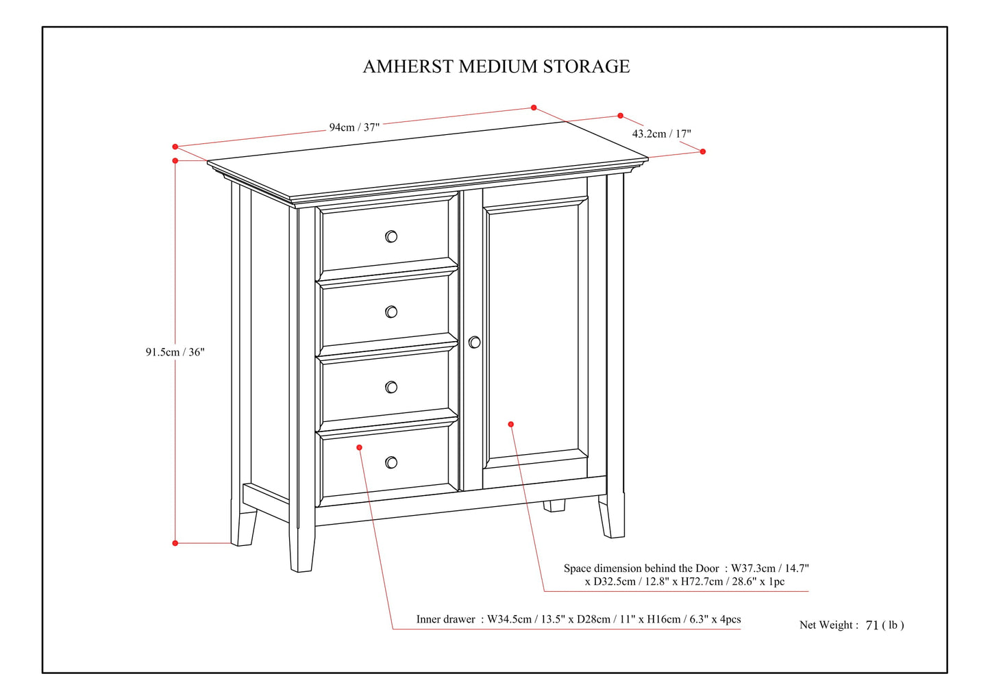 Amherst Medium Storage Cabinet - Light Golden