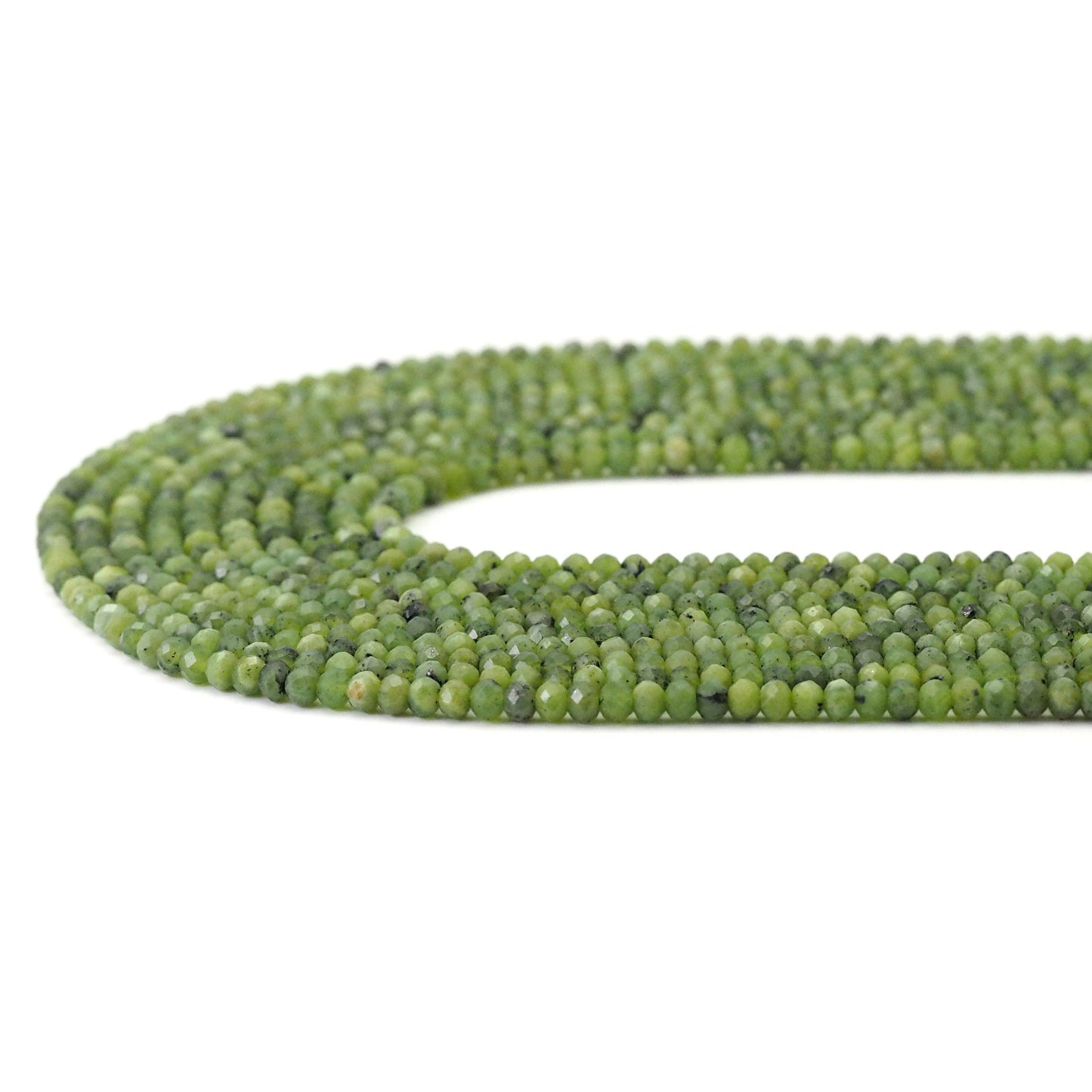 Genuine Canadian Jade Faceted Rondelle Beads, Sku#U1682