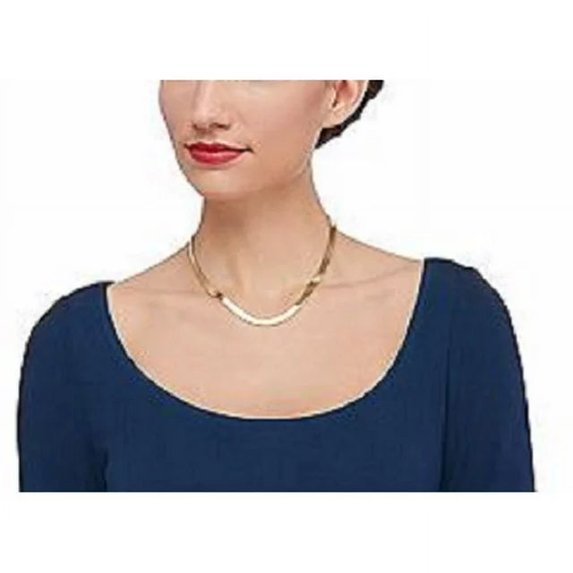 RMZ Gold NYC 14K Flat Snake Choker Necklace 16"