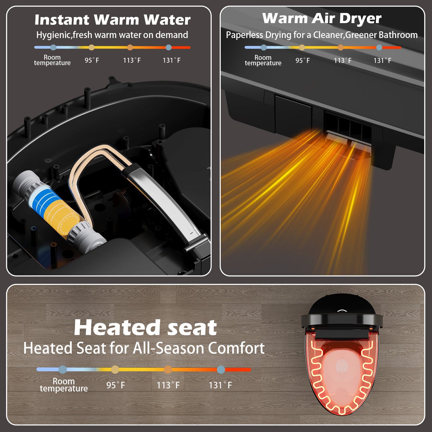 Smart Toilet with Bidet Built In - Black