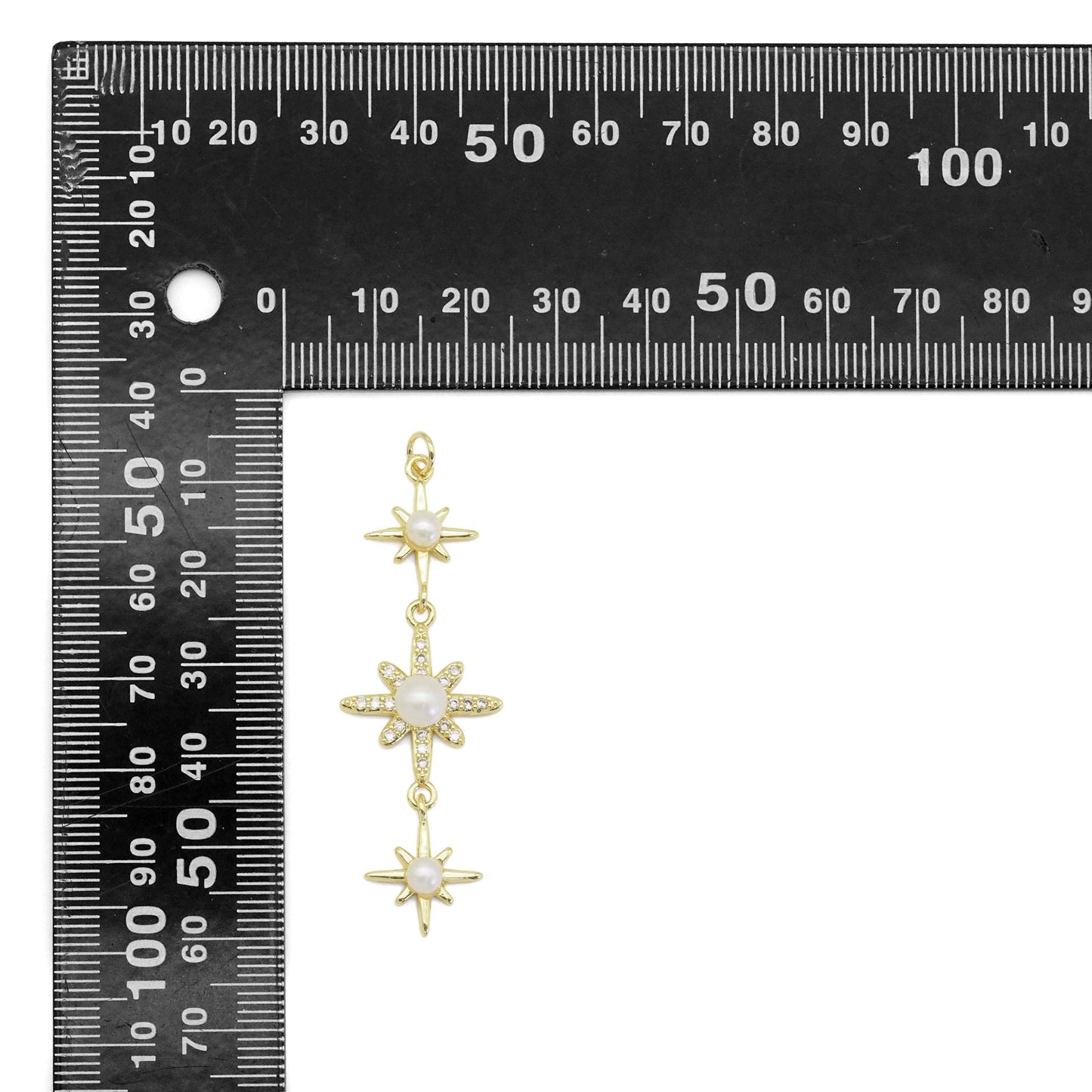 Clear CZ Pearl North Star Charm, Sku#LD512