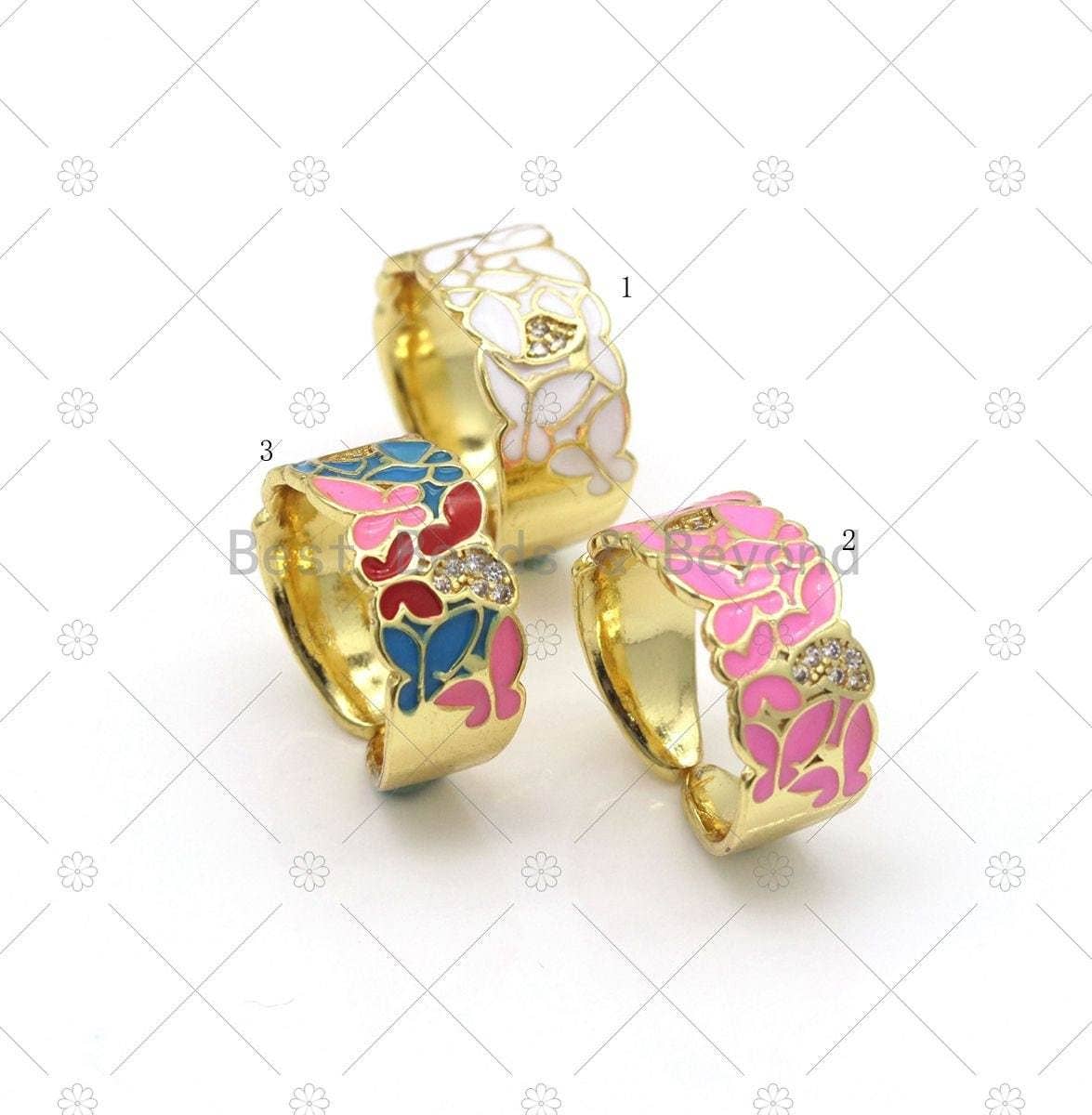 Enamel Butterfly on Chunky Adjustable Ring,Sku#JL64