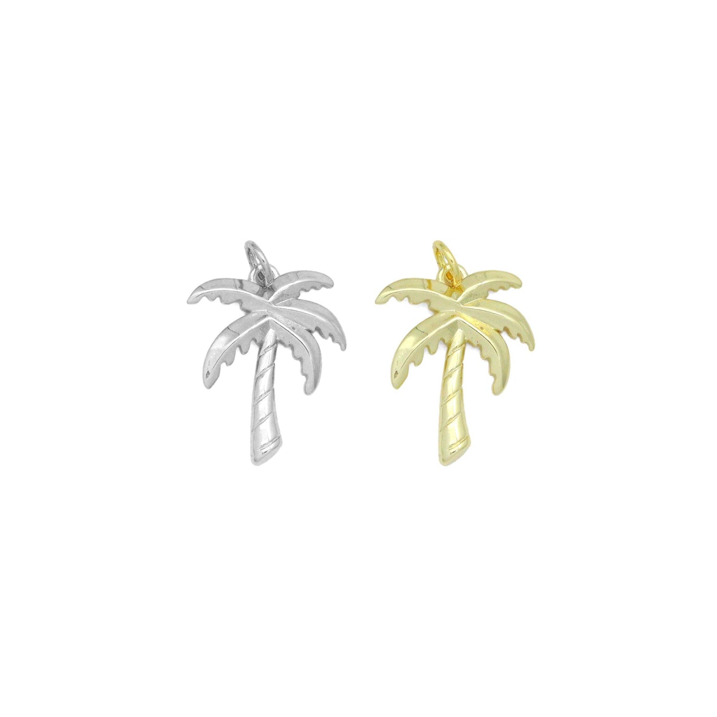 Gold Silver Coconut Palm Tree Charm Pendant, Sku#A486