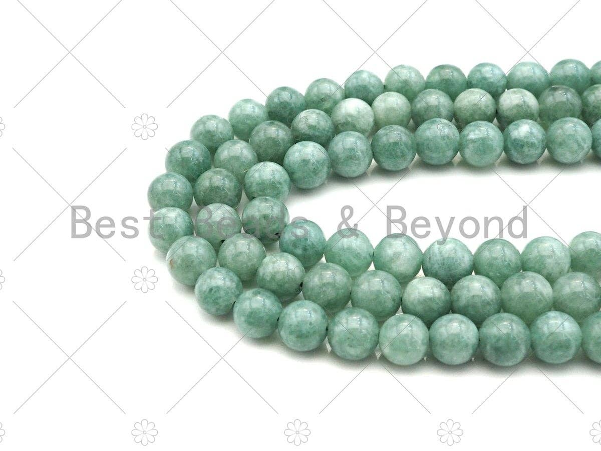 Natural Linden Green Jade, 6mm/8mm/10mm Round Smooth Jade, Dyed Jade, 15.5'' Full Strand, Sku#U994