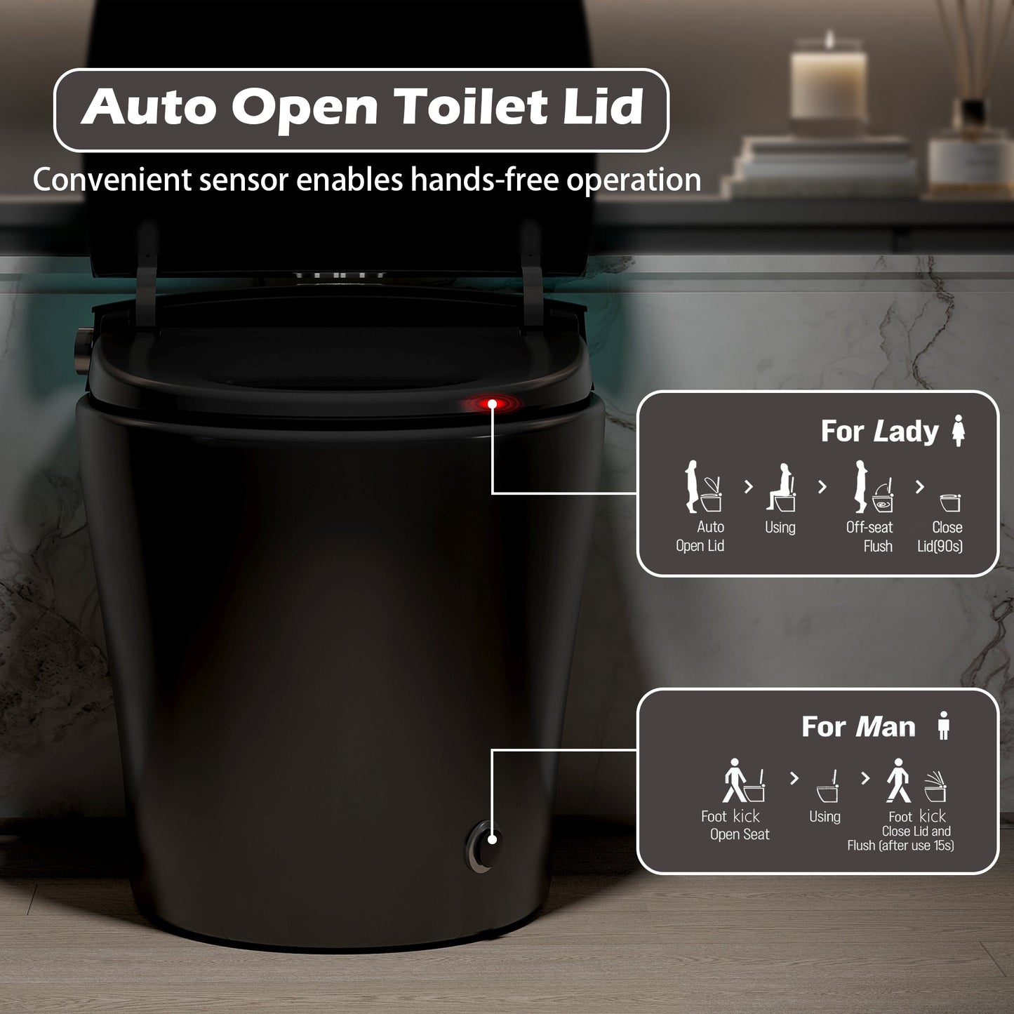 Smart Toilet with Bidet Built In - Black