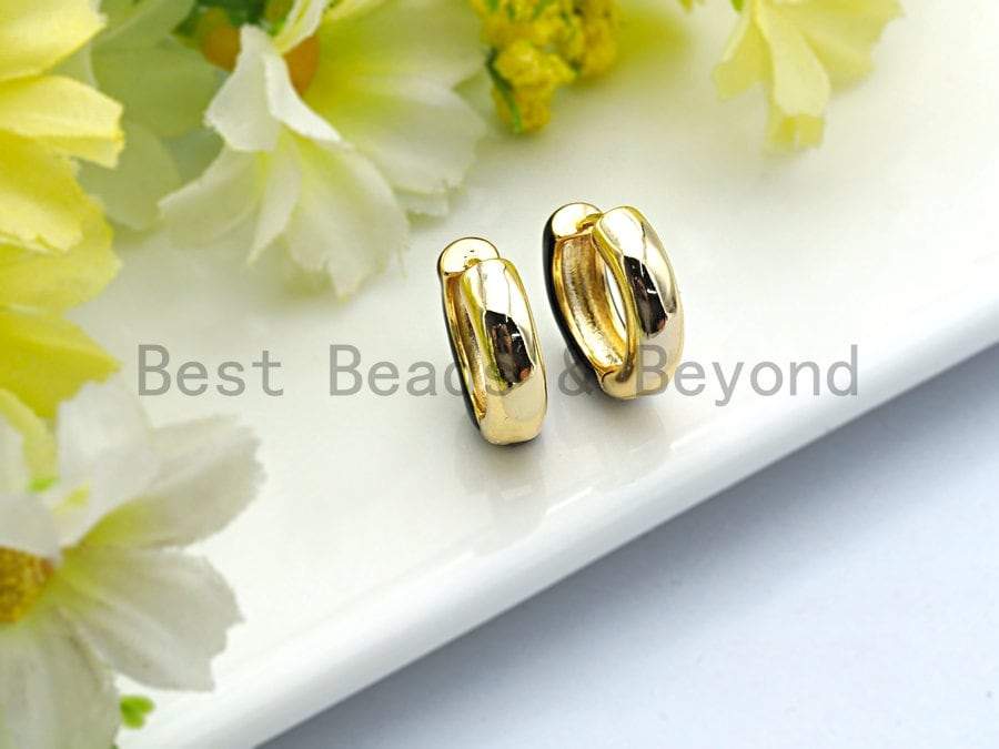 Enamel Gold Hoop Earrings, Sku#J88