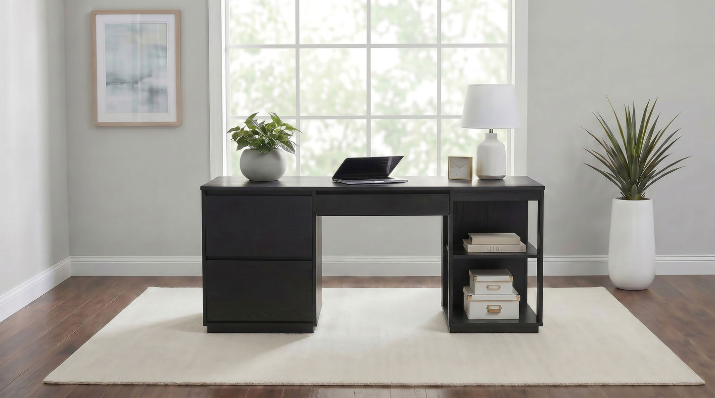 Harkes 75-inch 3-drawer Computer Desk with Adjustable Shelf Coffee Bean