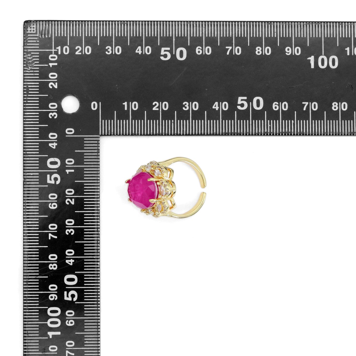 Big Oval Green Pink Stone Statement Ring, Sku#LX490