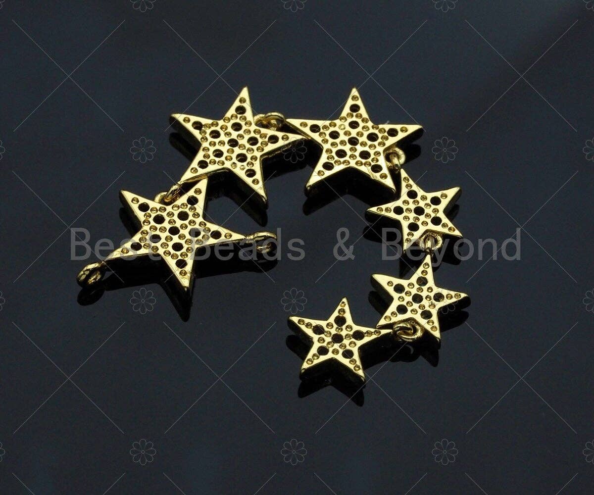 Multicolor CZ Multi Stars Necklace pendant, CZ Micro Pave Necklace Pendant, 19x66mm, sku#JL03