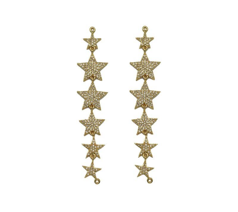 CZ String Five Point Star Connector, Sku#LX59
