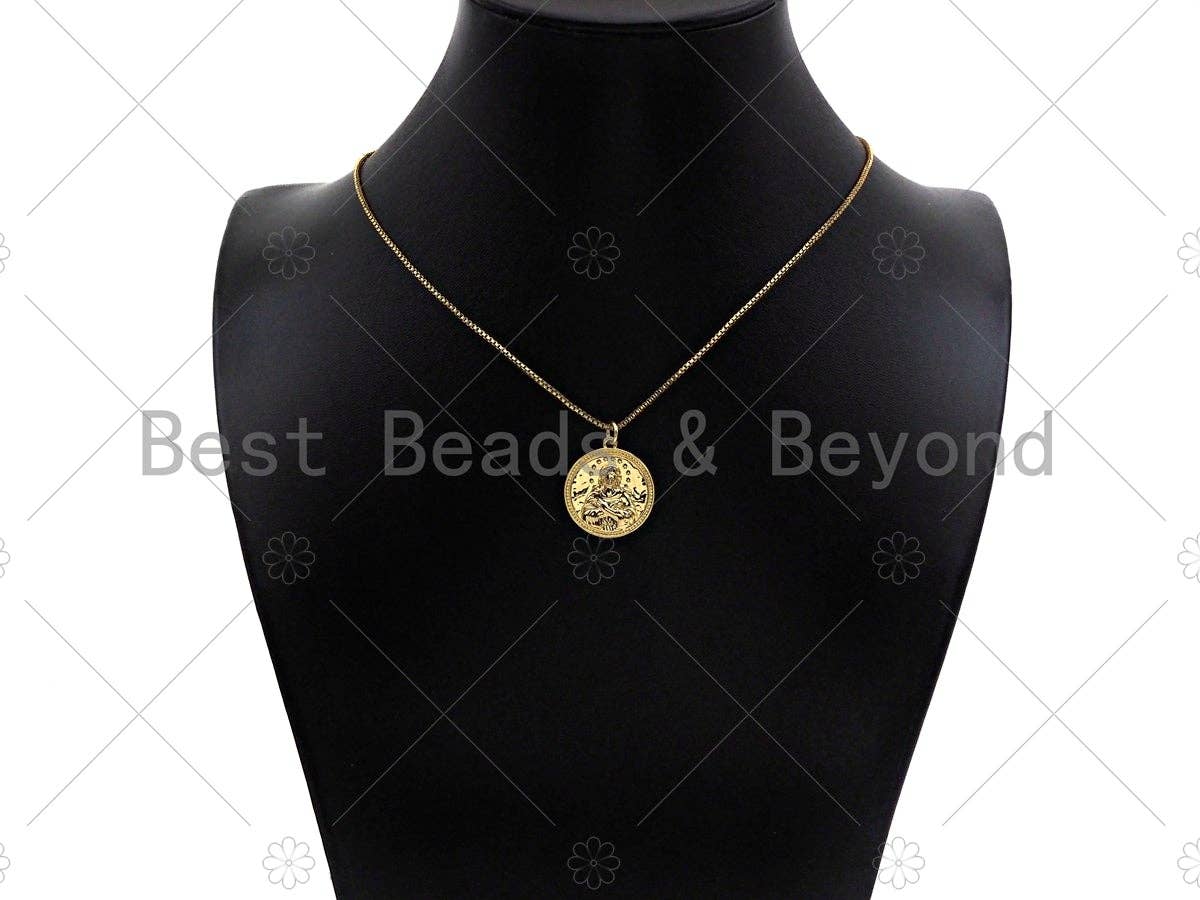 Dianty Embossment Virgin Mary On Round Coin Shape Pendant/Charm,Dainty Medallion Charm, Necklace Bracelet Charm Pendant,19x21mm, Sku#L510