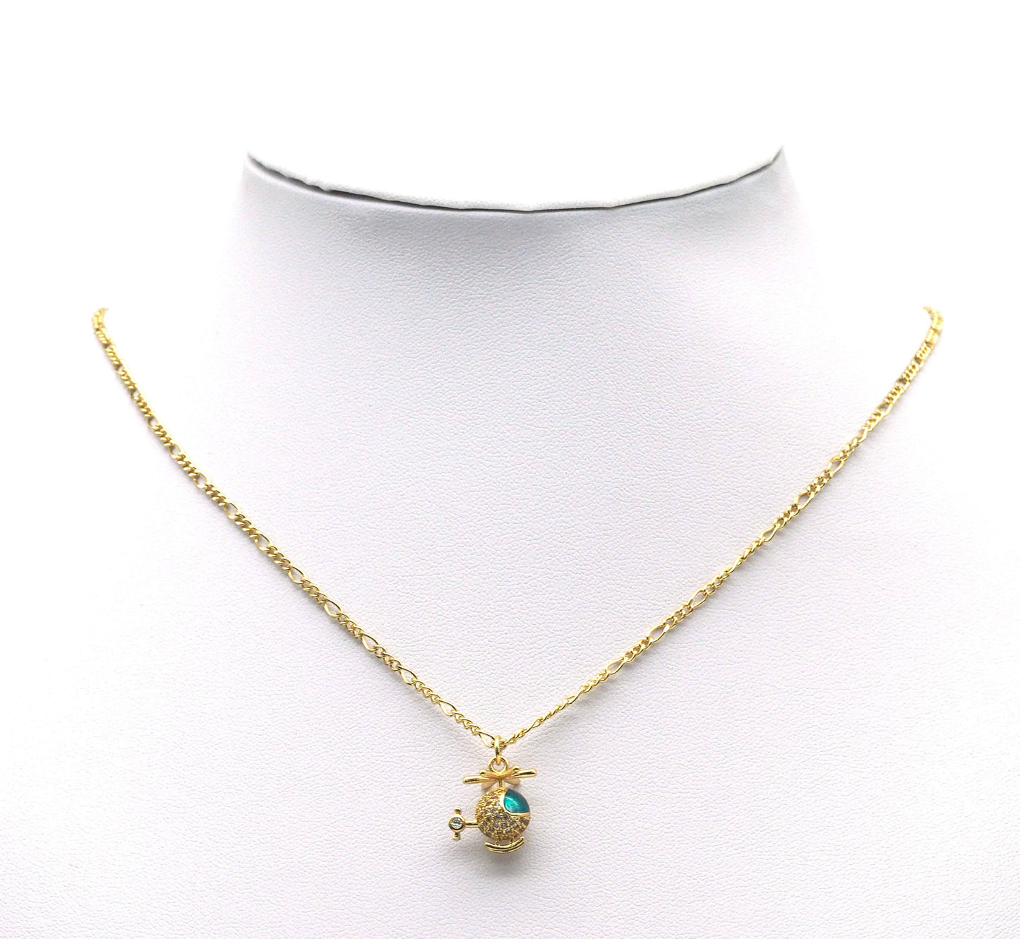 Gold CZ Helicopter Charm, Sku#LK691