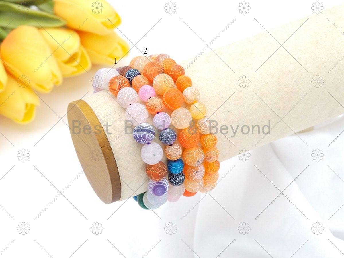 Natural Multicolor/Orange Fire Agate Stretchy Bracelet