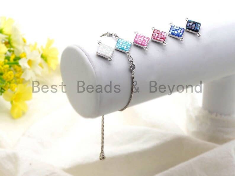 100% Natural Shell Hot Pink Diamond Shape Connector with Gold/Sliver Plated edging, Fuchsia Pink Shell, 14x18mm,SKU#Z289