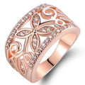 Bague en filigrane motif fleur plaquée or rose 18 carats ornée de cristaux Swarovski