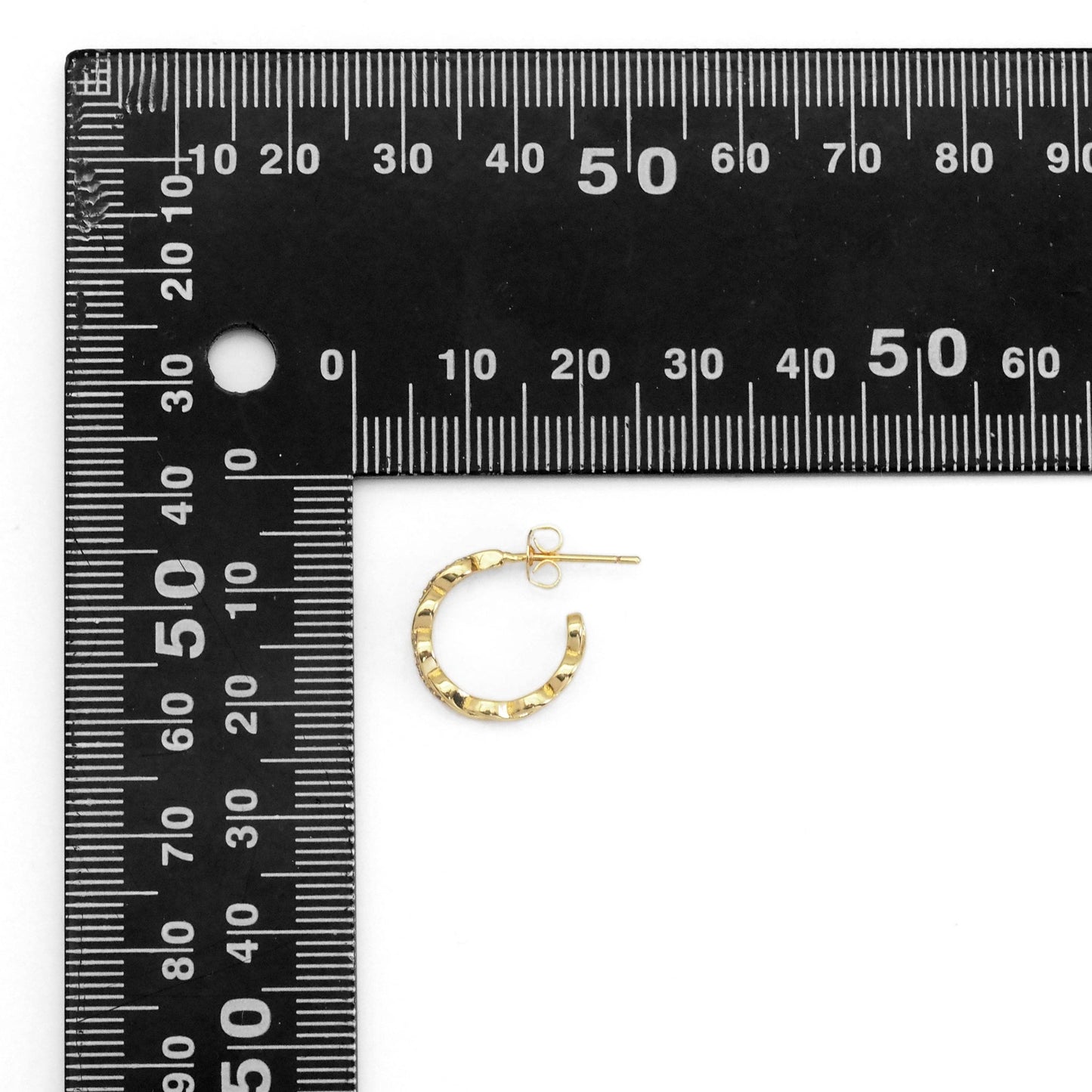 Gold CZ Infinity Line Huggie Earrings, Sku#Y847