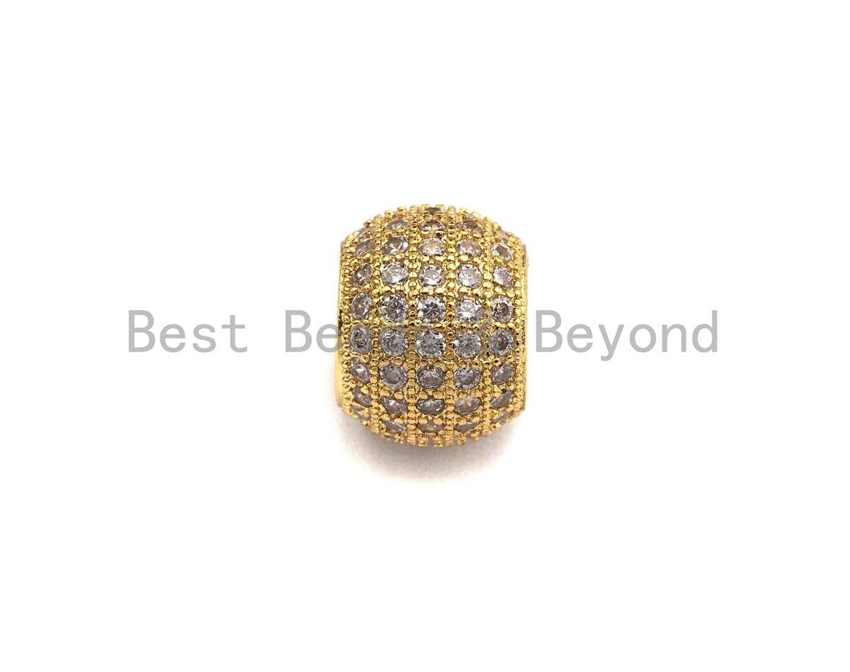 CZ Micro Pave Big Hole Spacer Beads, Large hole Spacer beads, Cubic Zirconia Spacer, Beads for Leather Cord,12mm/10mm, sku#X107