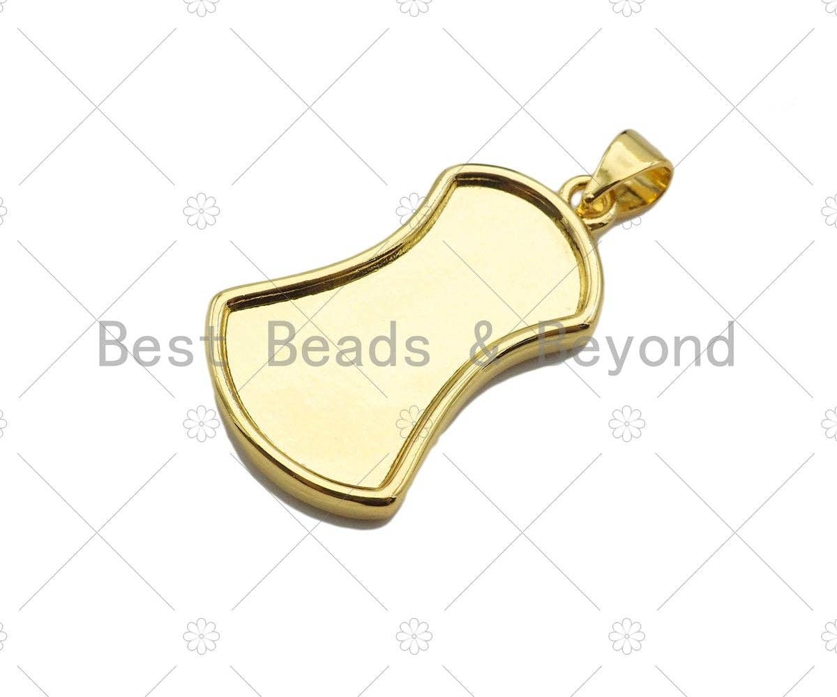 18K Dainty Gold Virgin Mary On Shield Shape Pendant/Charm,Dianty Gold Medallion Charm, Necklace Bracelet Charm Pendant,16x27mm, Sku#LK225