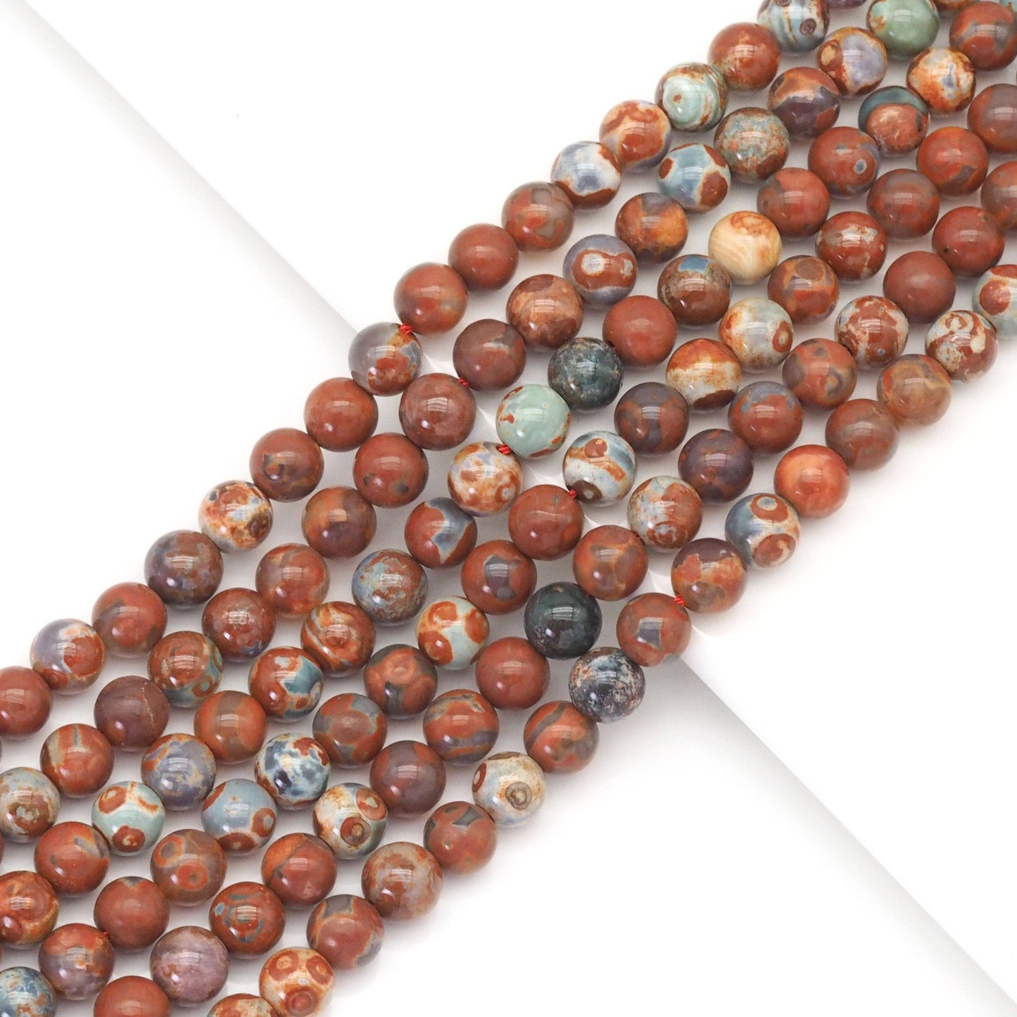 Red Blue Agate Round Smooth Beads, Sku#U1724c