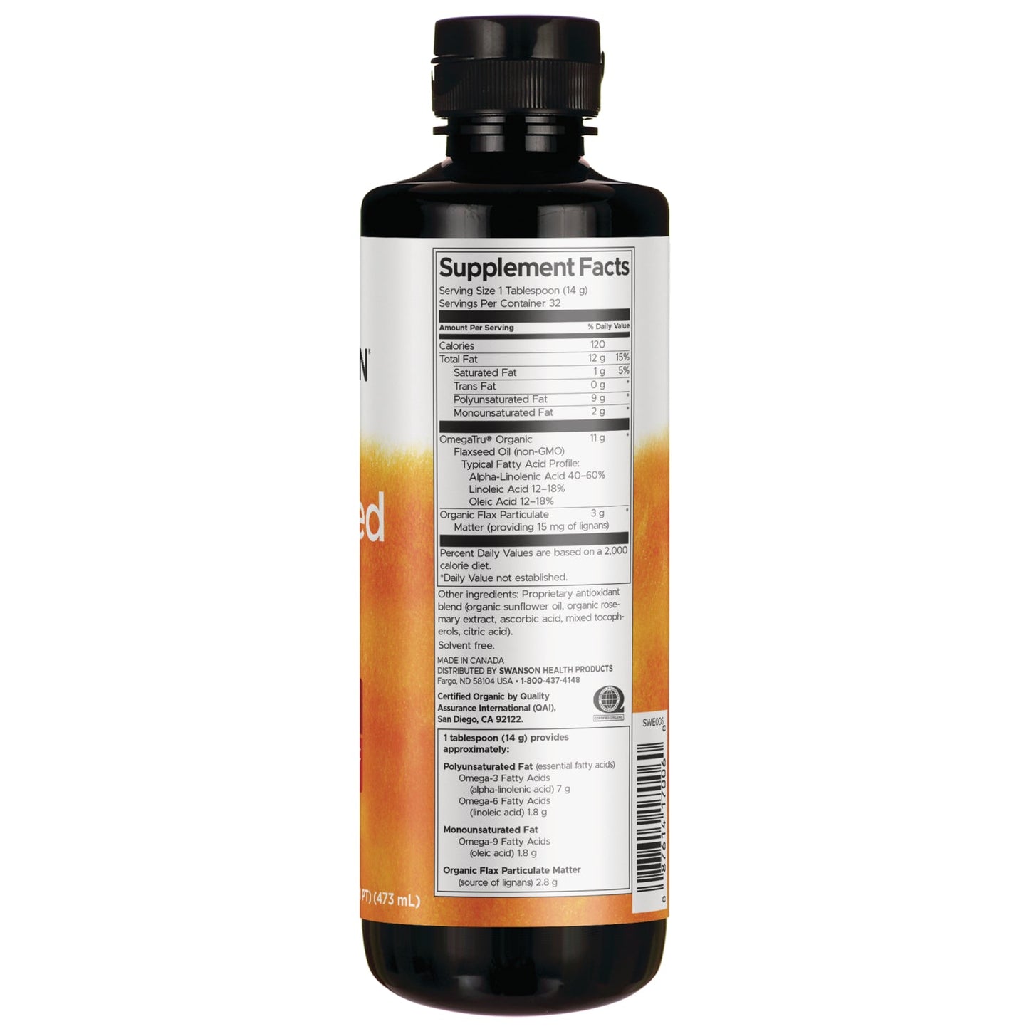 Flaxseed Oil High Lignan - Cold Pressed
