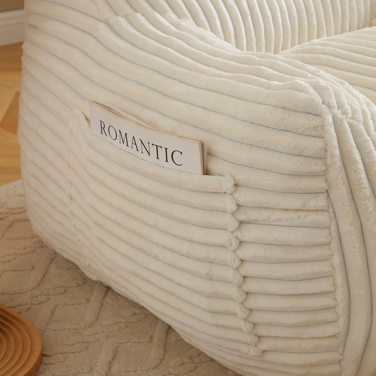 Giant Plush Bean Bag Chair for Adults with Armrests and Footstool
