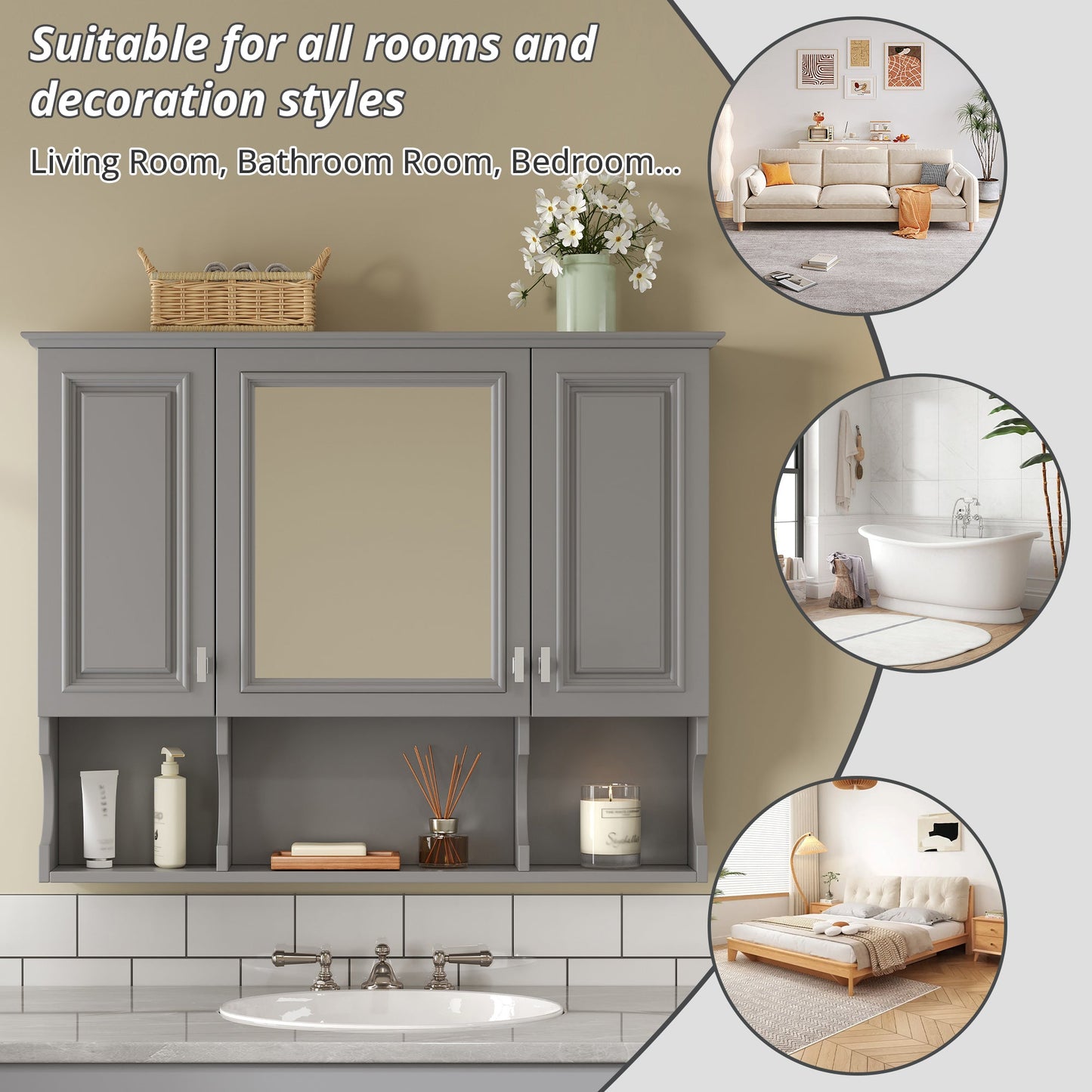 35'' x 28'' Wall Mounted Bathroom Medicine Cabinet