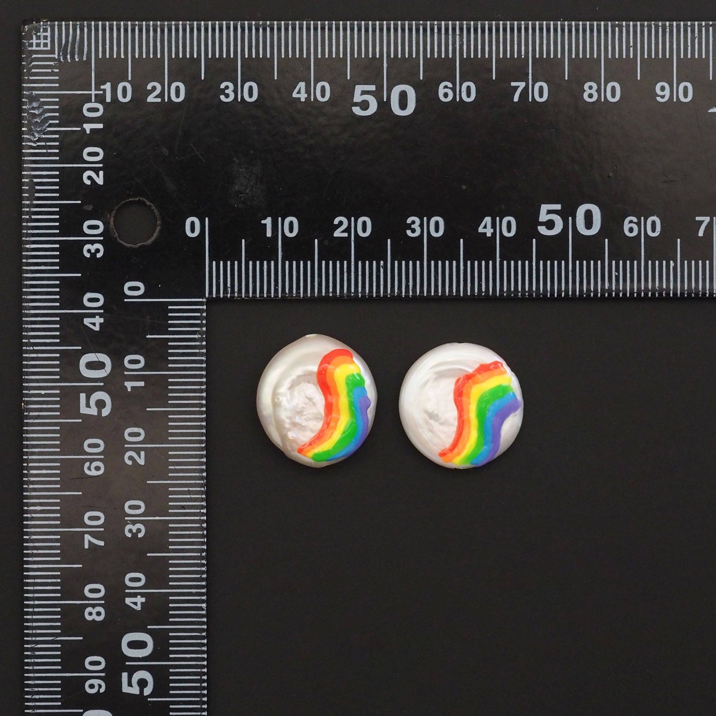 Rainbow On White Pearl Charm/Spacer Beads, Sku#Y889