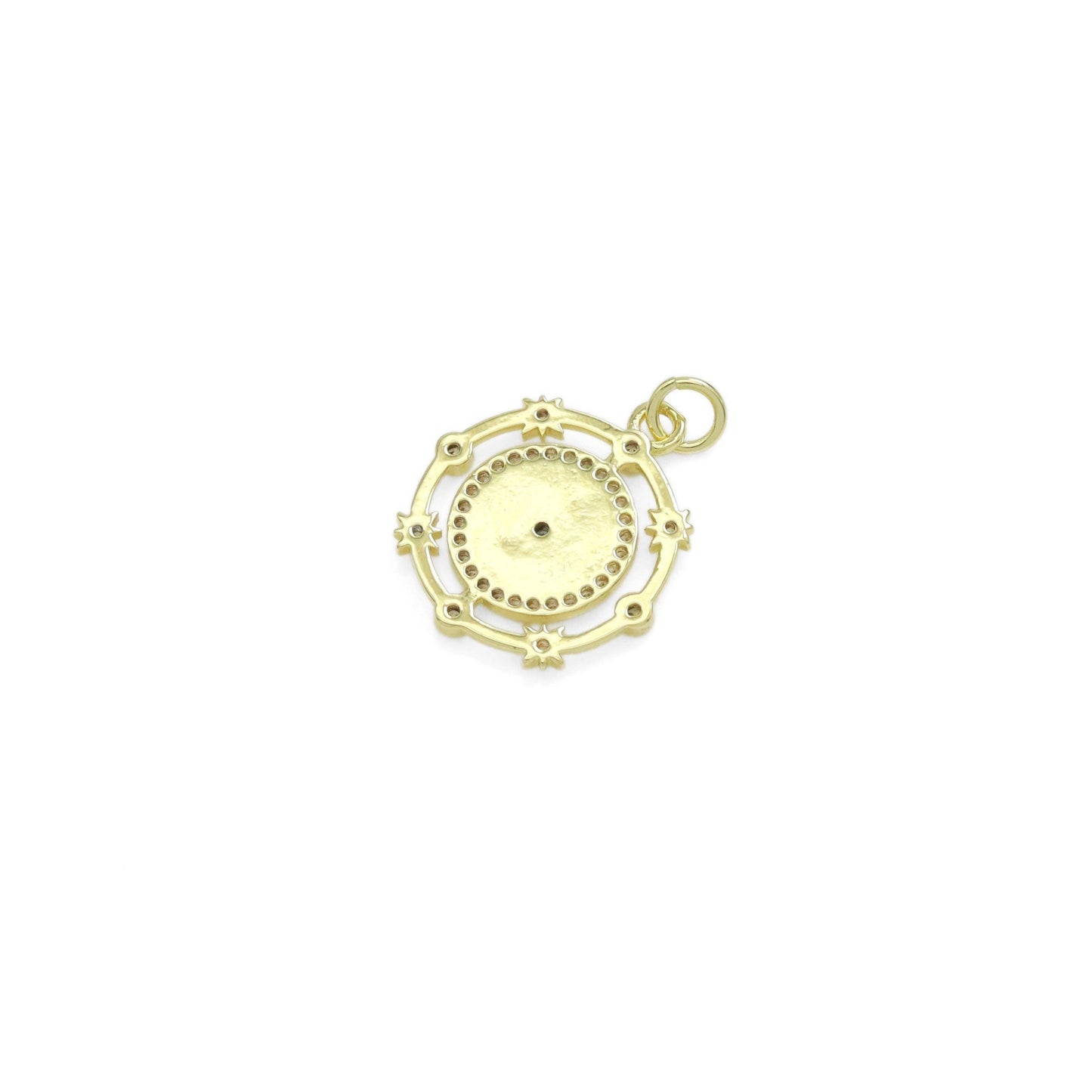 CZ Evil Eye mother of pearl Coin Charm, Sku#LK922