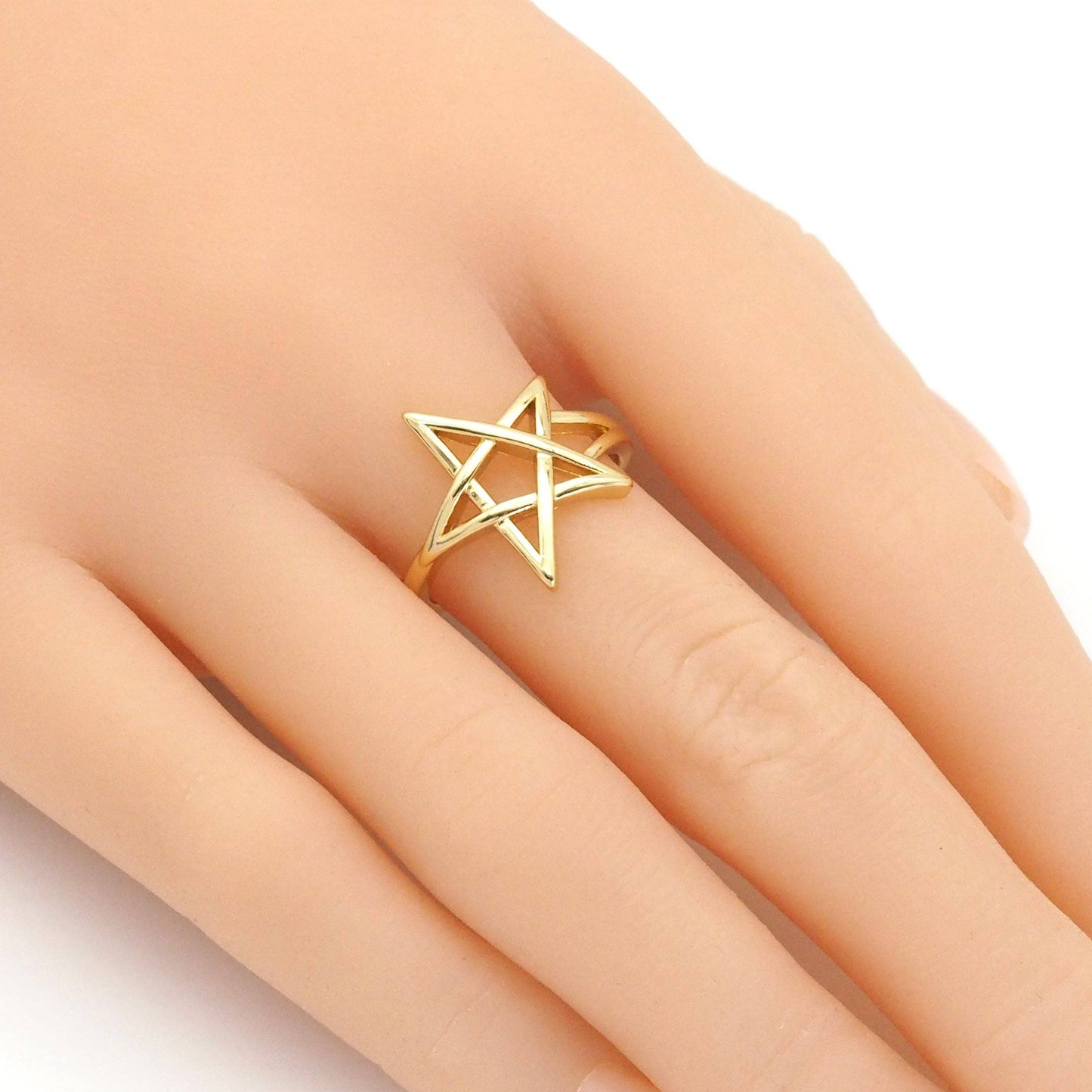 Gold David Star Adjustable Ring, Sku#LK872