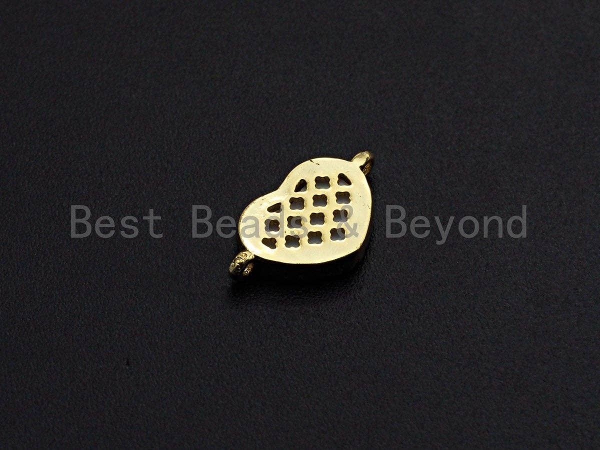 CZ Micro Pave Abalone Heart Connector Beads, Cubic Zirconia Space Connector, Abalone Stone Charm, 10x17mm,SKU#Z934