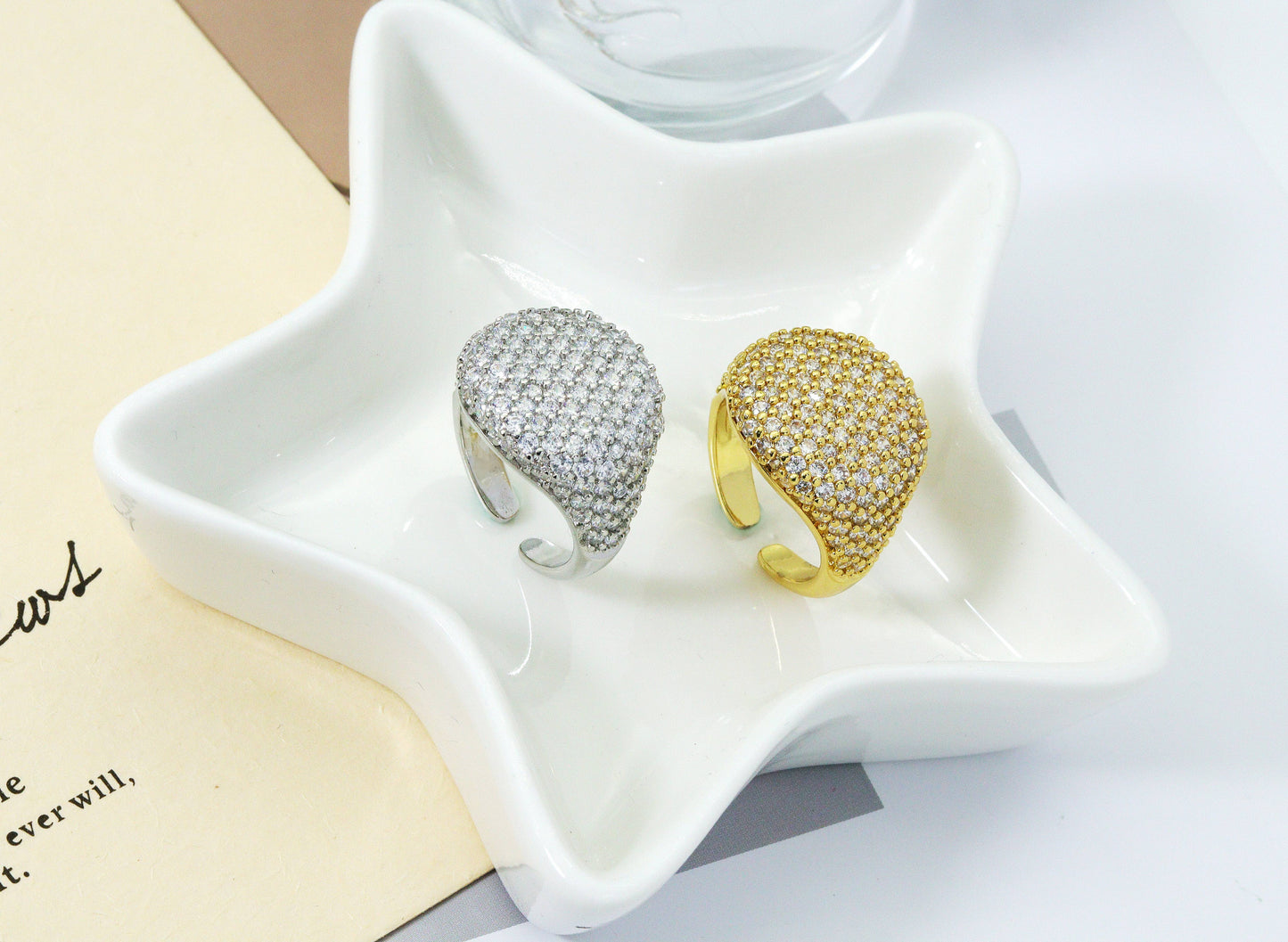 CZ Oval Adjustable Ring, Sku#B188