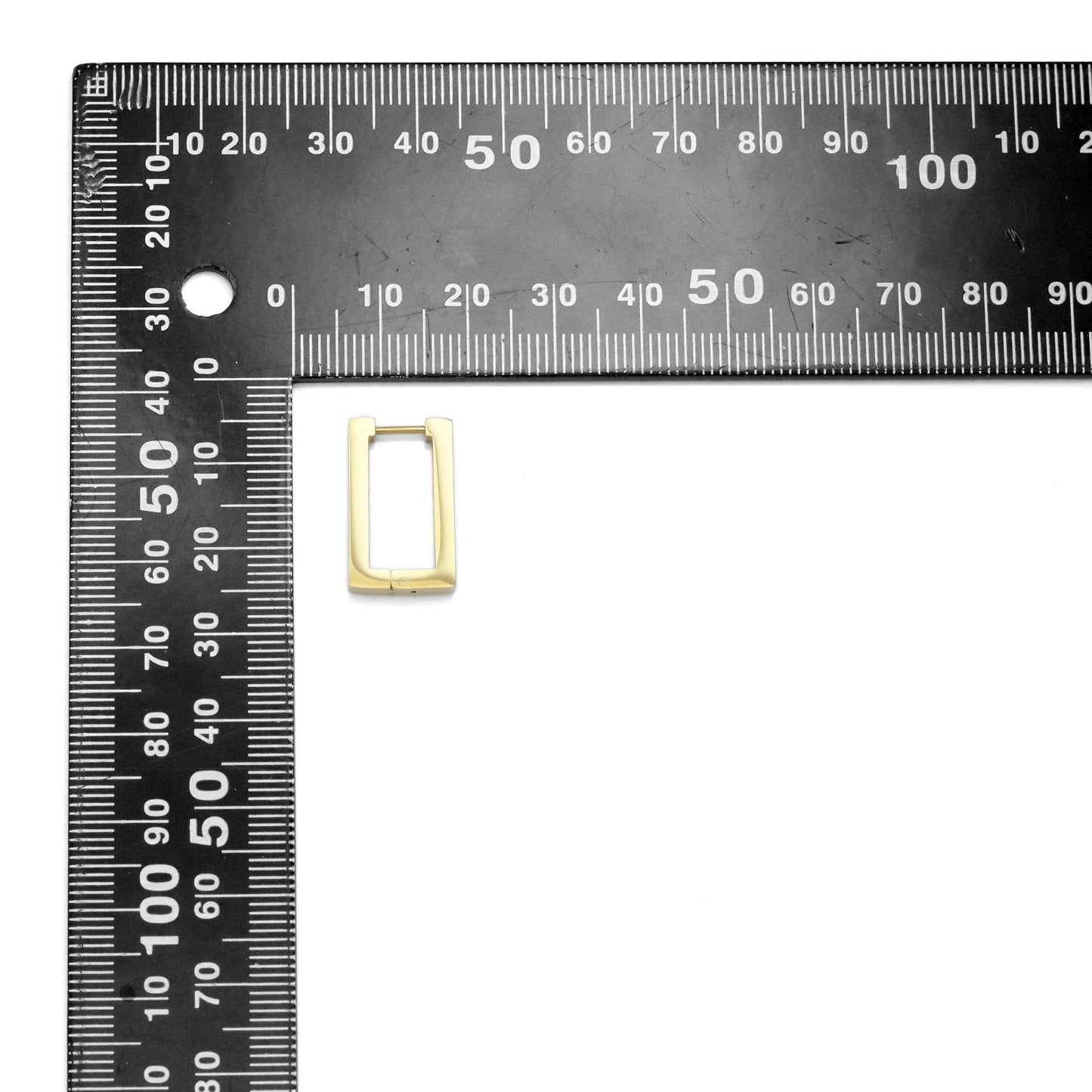 Gold Rectangle Geometry Huggie Earrings, Sku#A258