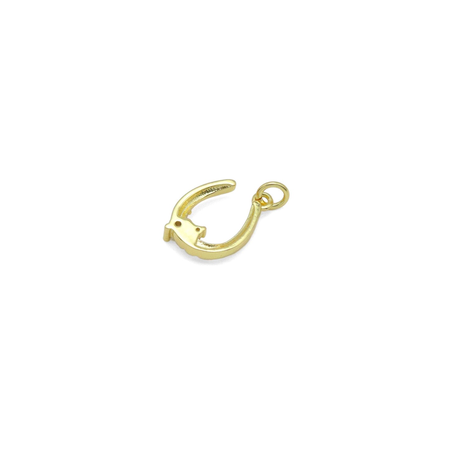 Gold U Shape Clear CZ Charm Pendant, Sku#Y1028