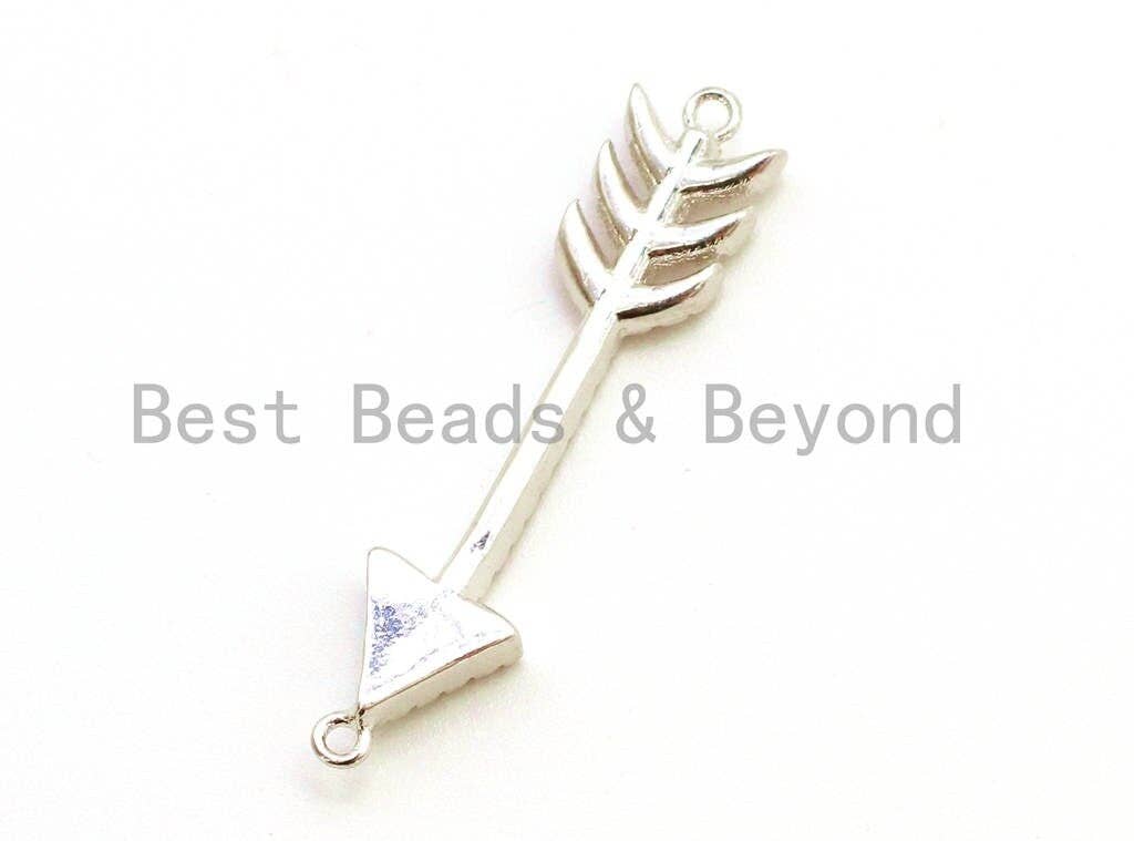 CZ Micro Pave 36x8mm Cupid Arrow Connector, Cubic Zirconia Pave in Gold Rose gold Black Silver Finish, CZ Space Connector, sku#E93