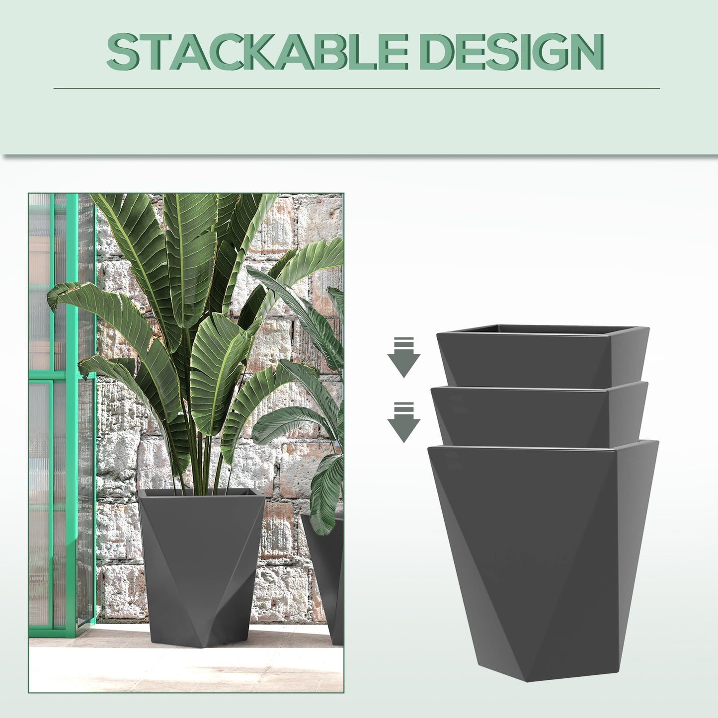 Outsunny Set of 3 Tall Planters
