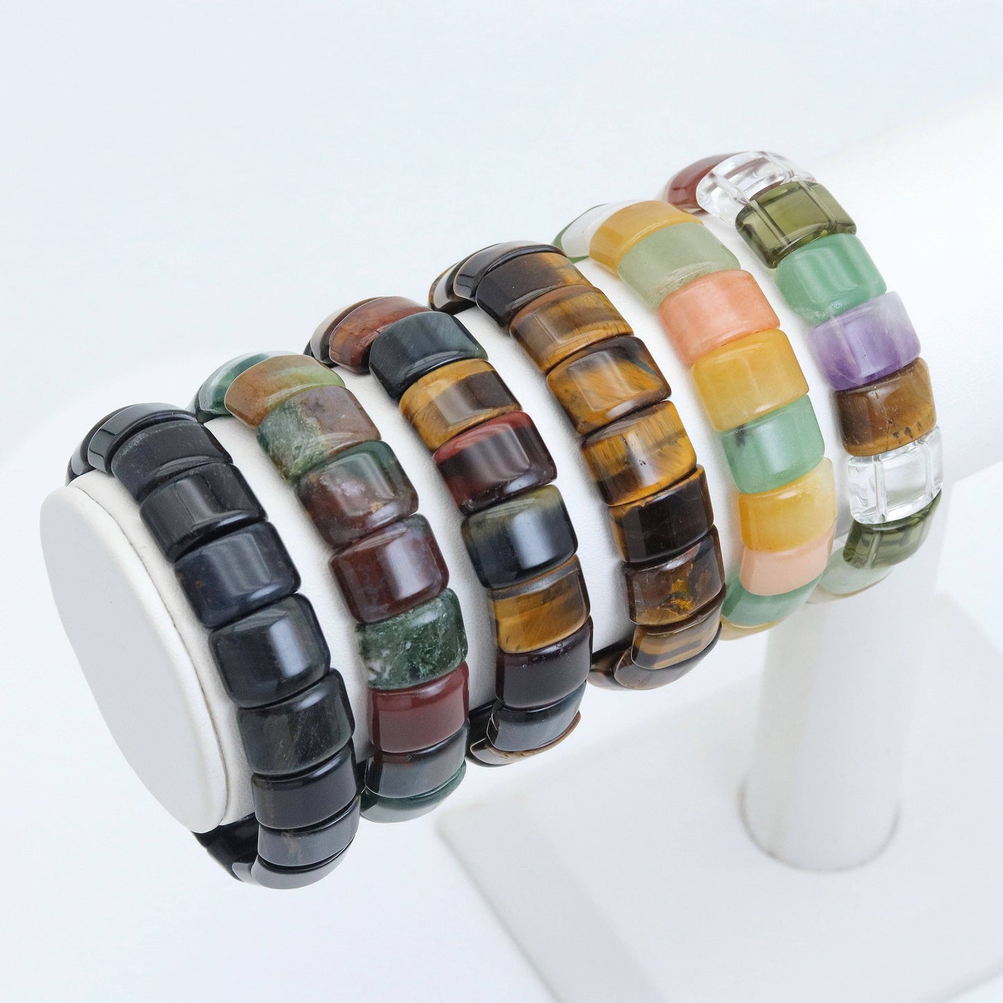 10x15mm Curved Rectangle Stretchy Bracelet, Sku#U1984