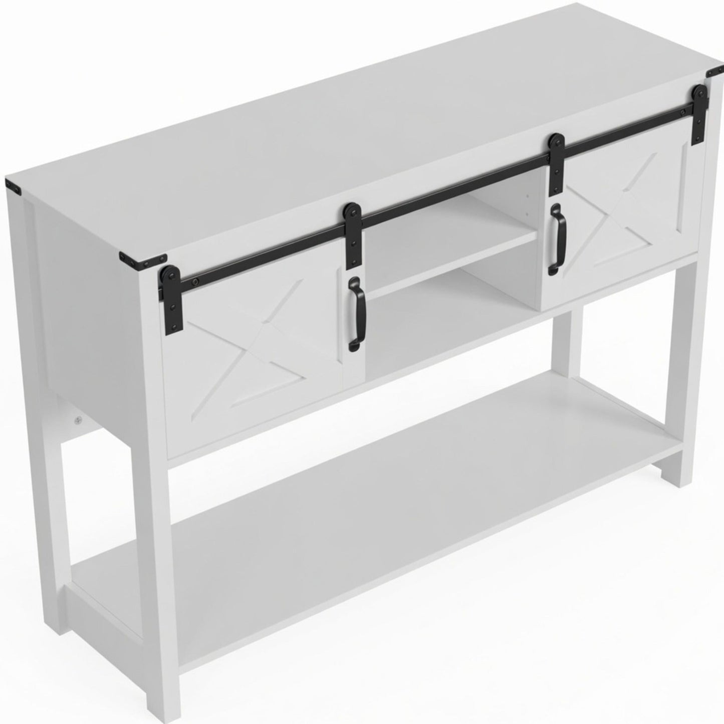 46" Modern Farmhouse Entryway Table with Storage & Sliding Barn Door