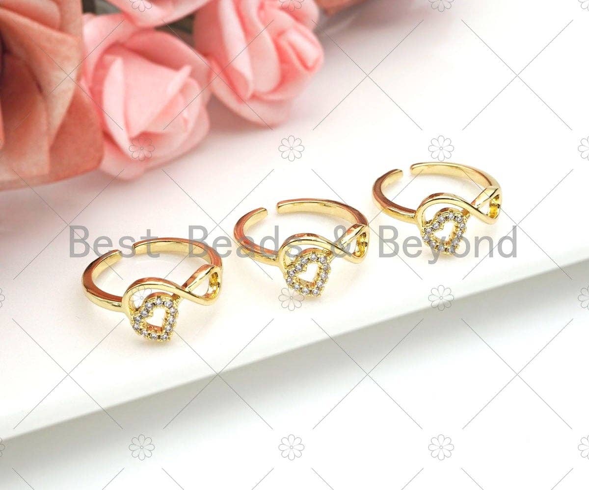 Infinity Heart Ring, Gold Open Ring, Pave ring, Statement Ring, Bridesmaid Gift, Dainty Heart Ring, Wedding Ring, sku#JL22