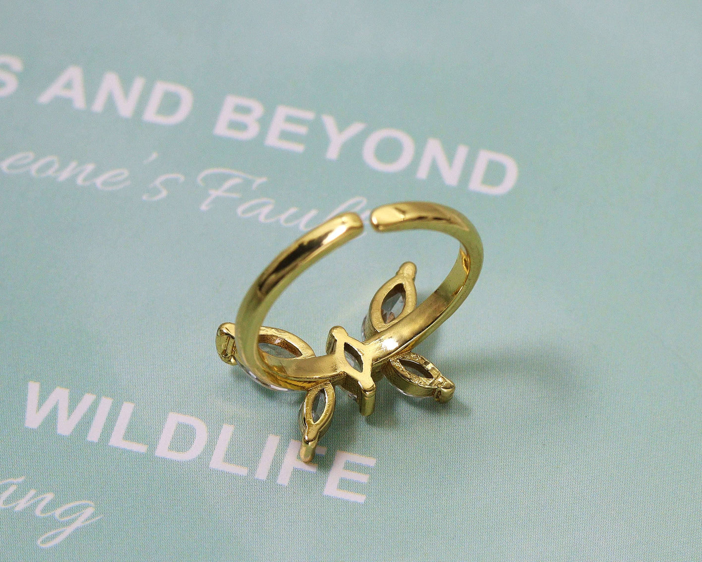 CZ Butterfly Adjustable Ring, Sku#JL99