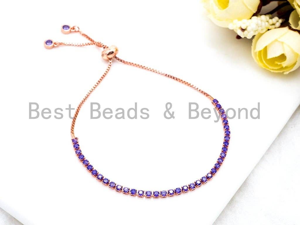 New Style Adjustable Bracelet, Puple CZ Pave Stud Bracelet ,SKU#P49