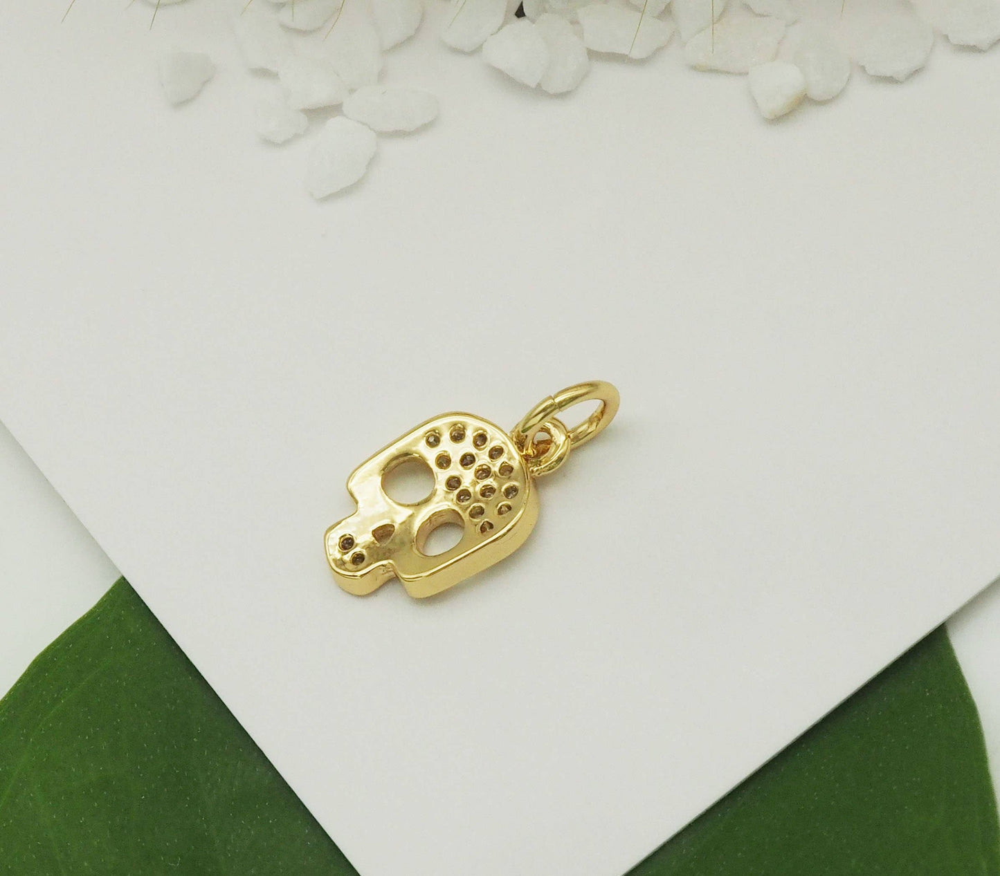 CZ Halloween Skull Charm, Sku#Y669
