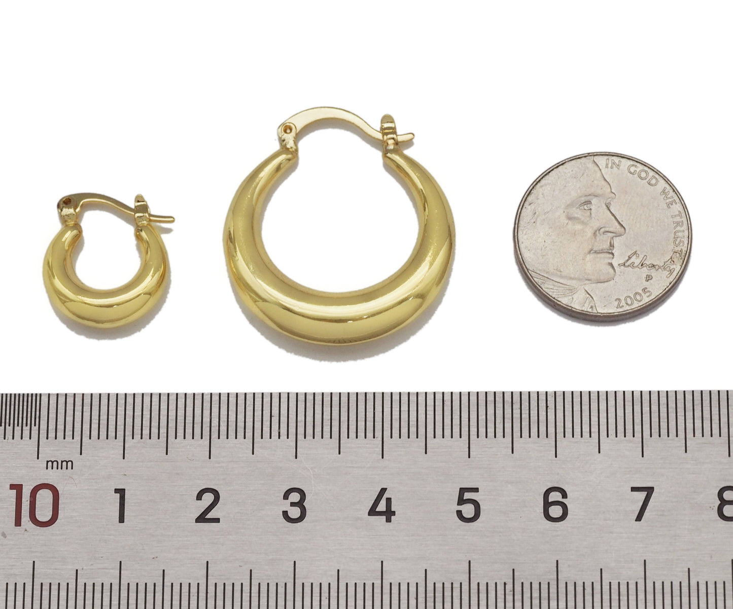 Everyday Gold Hoop Earrings, Sku#J375