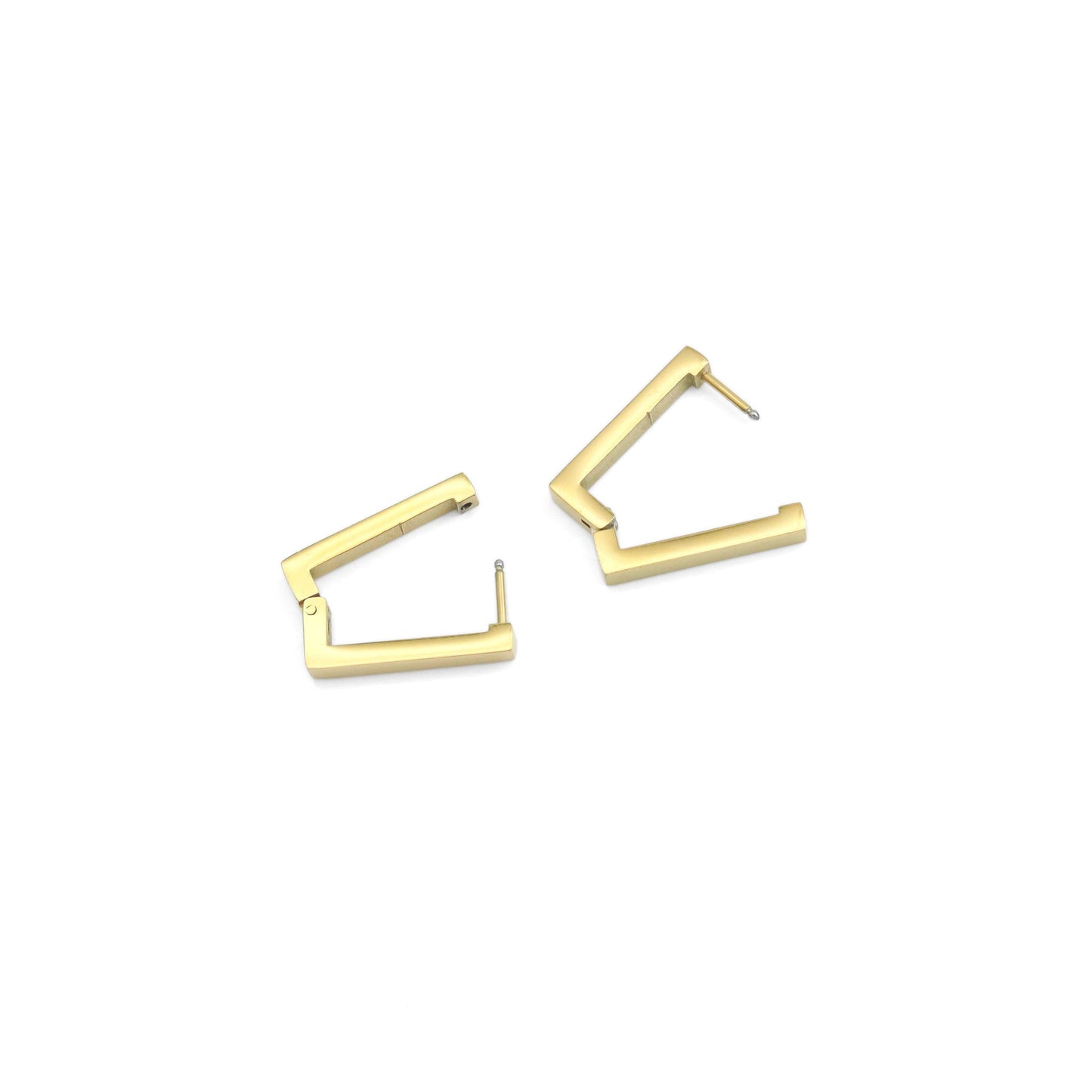 Gold Rectangle Geometry Huggie Earrings, Sku#A258