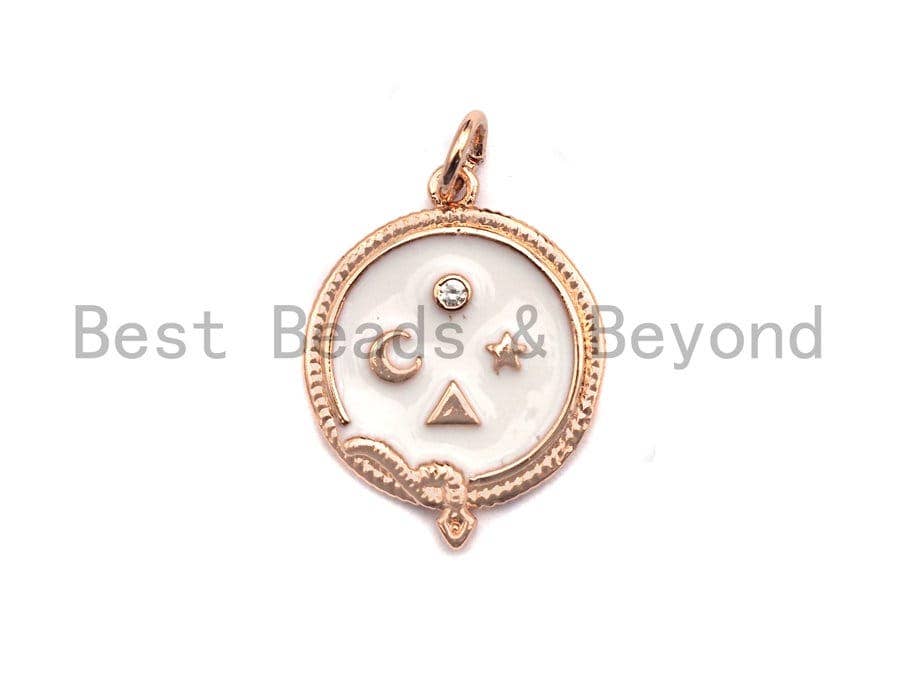 White Enamel Moon Star Arrow Snake Charms Pendant, Enamel Pendant,Round Enamel, Oil Drop jewelry Findings,16x20mm,sku#Z370