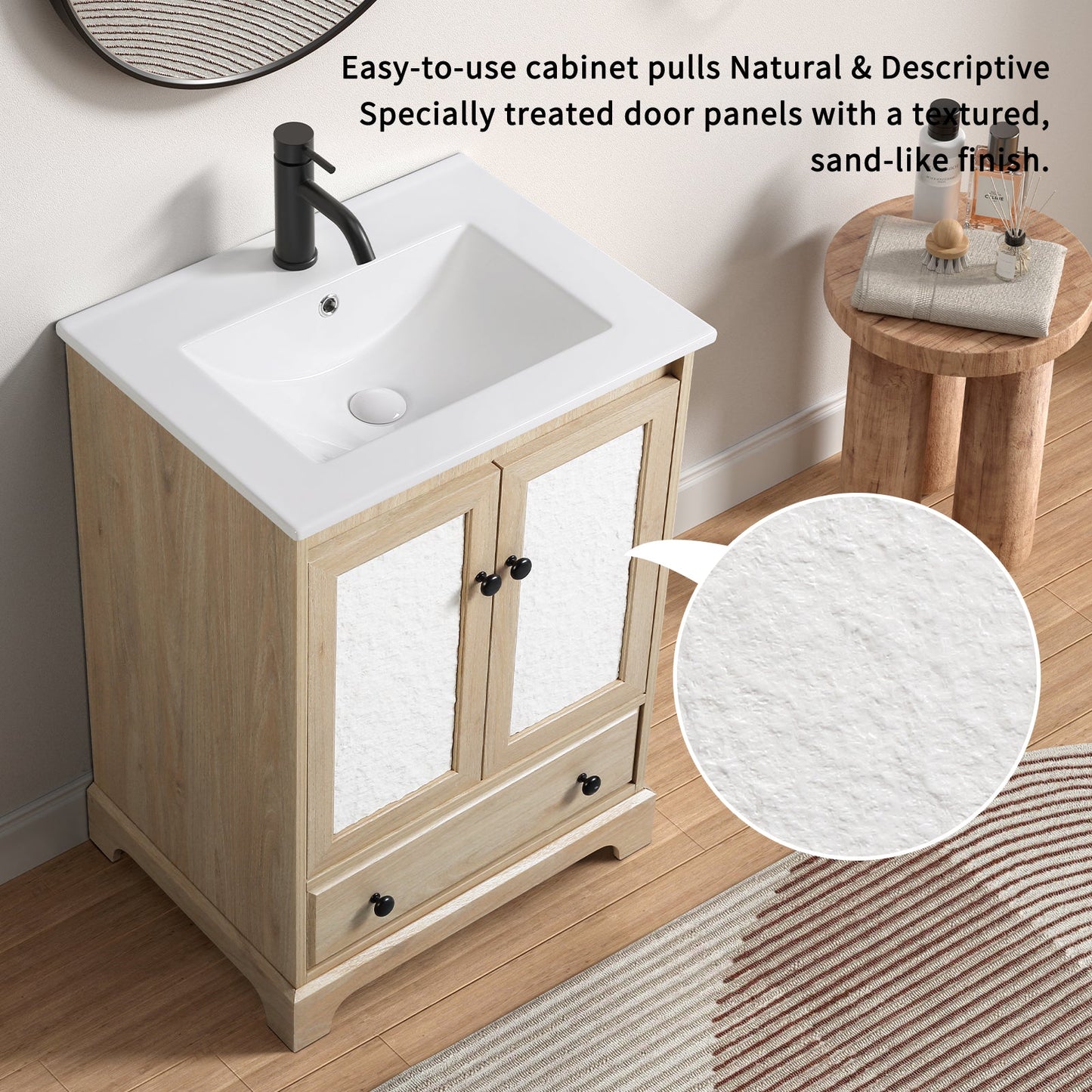 Modern Bathroom Vanity with Ceramic Basin and Drawer